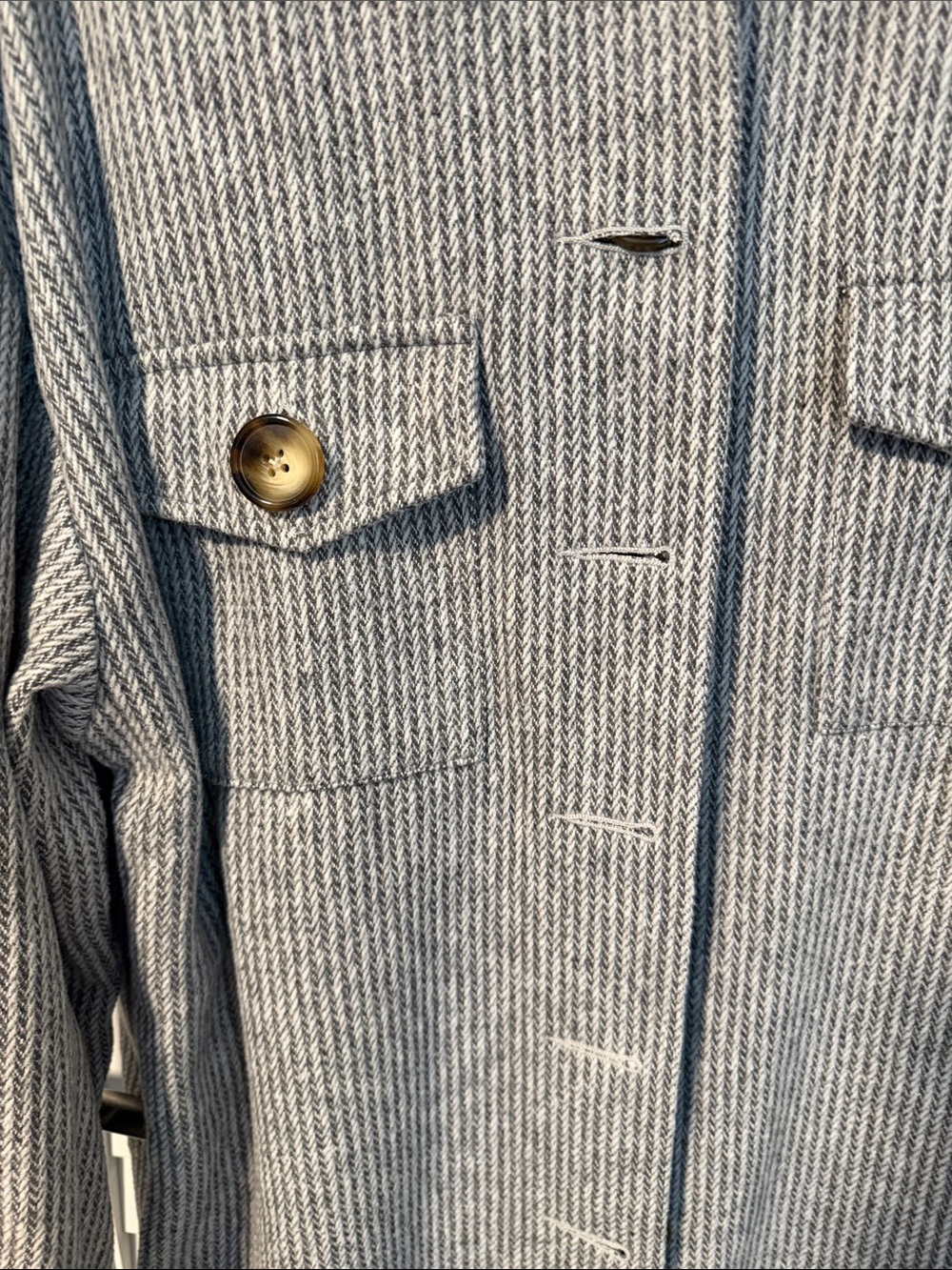 SHEIN Gray Ribbed Button-Front Long Coat - Picture 5 of 6